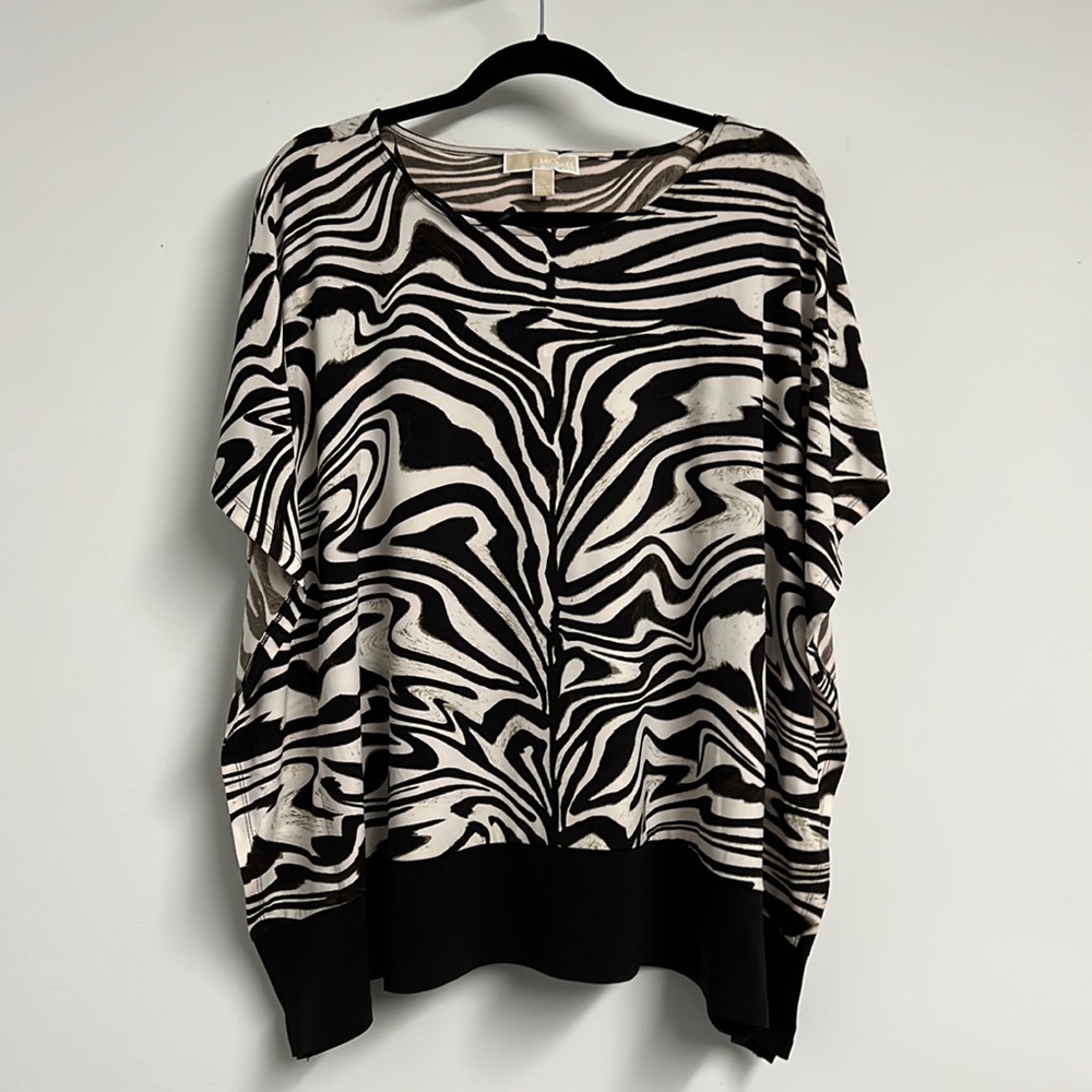 Michael Kors Chocolate Zebra Poncho Blouse